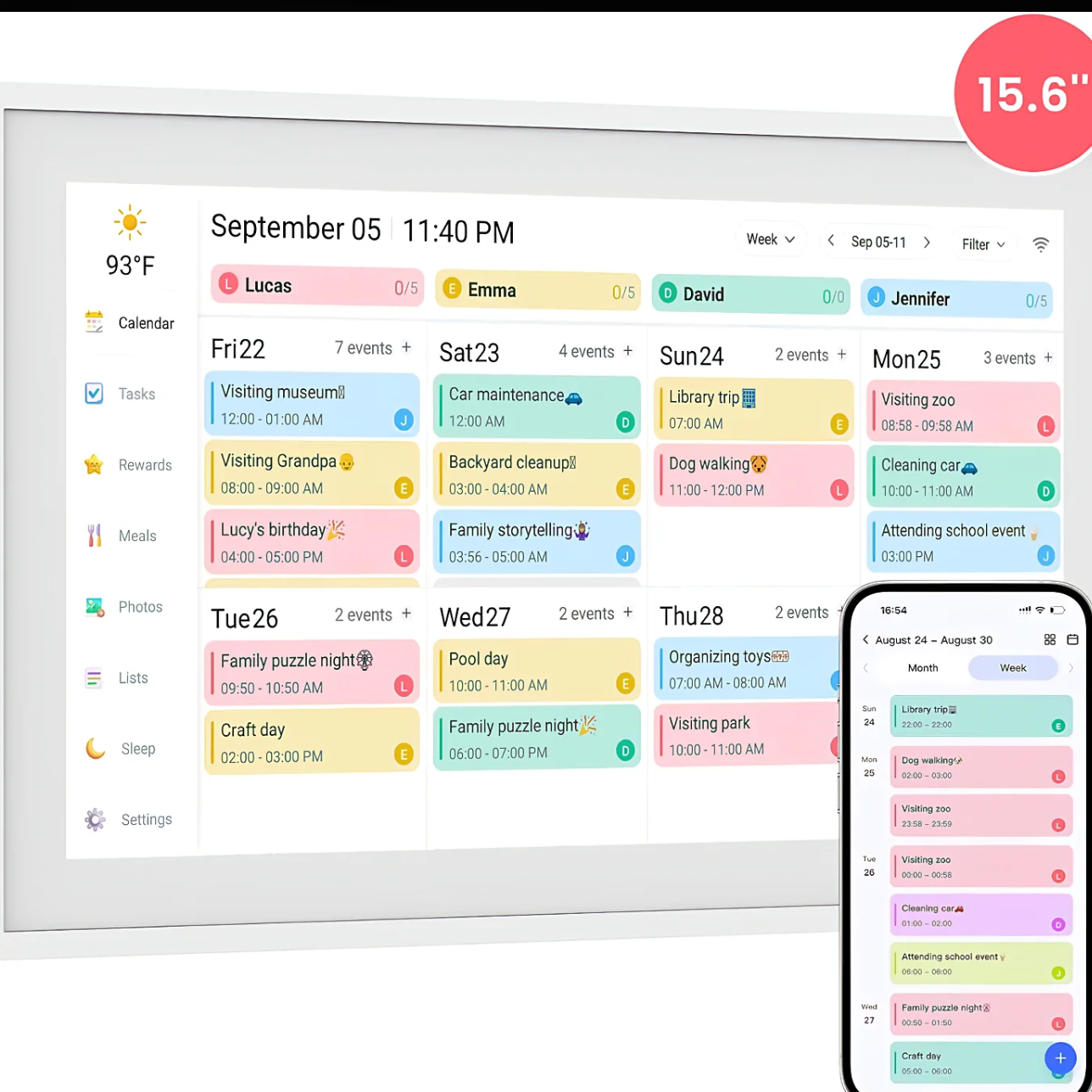 Calendar app on a smartphone screen with a focus on task management.